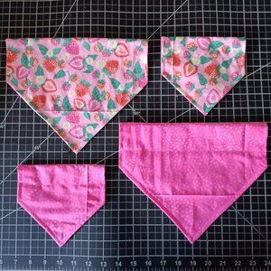 Strawberries Pink Summer Reversible Over the Collar Dog Bandanas Large
